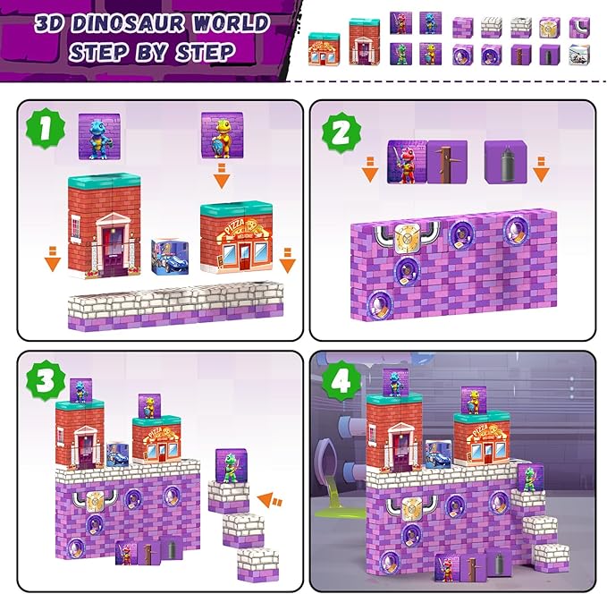Magnetic Blocks,Building Toys for Kids, Dinosaur Adventure Magnet Building Cubes, Sensory Montessori Toys for 3+ Year Old Boys & Girls, Ideal Gifts for Ages 5-7 8-13, with ASMR Sounds and Clicking