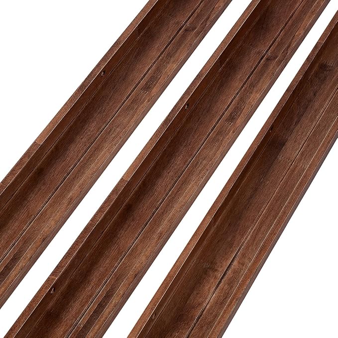 AZSKY Floating Wood Wall Shelves Light Walnut 48 Inch Long Hanging Picture Photo Ledge Shelf Rustic Modern Narrow Shelves for Wall Decor Storage and Display Nursery Book Shelves a Set of 3