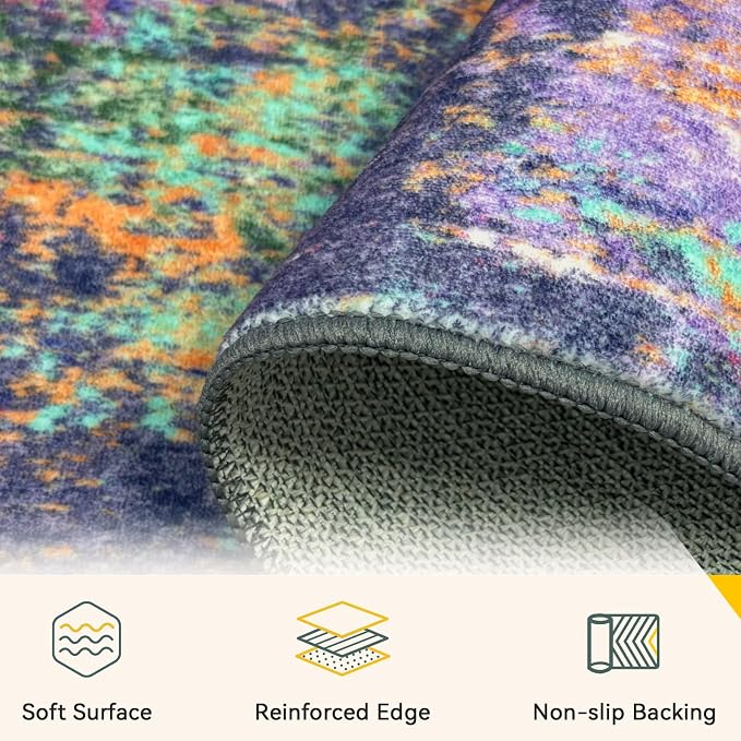 RELEANY Washable Area Rugs 4ft Non-Slip Modern Abstract Soft - Image 3