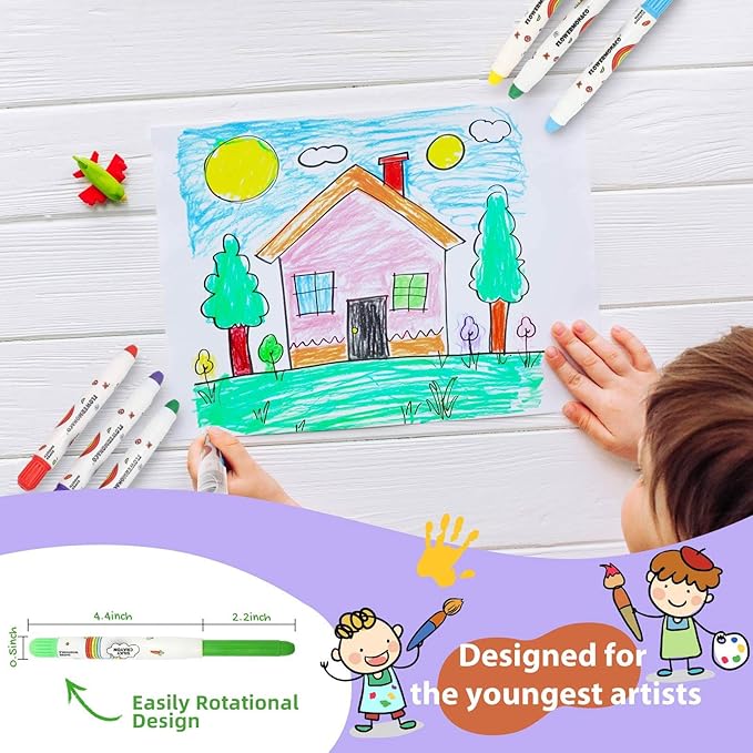 Lebze 12 Colors Toddler Crayons, Non Toxic Silky, Jumbo Washable Baby Coloring Tool, Large Size for Kids and Children, Safe Art School Supplies for Boys & Girls Flower Monaco