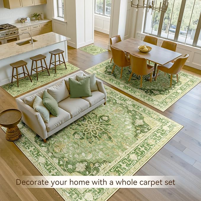 RELEANY Area Rugs 6'x8' Washable Non-Slip, Floral Vintage Distress Print - Image 7