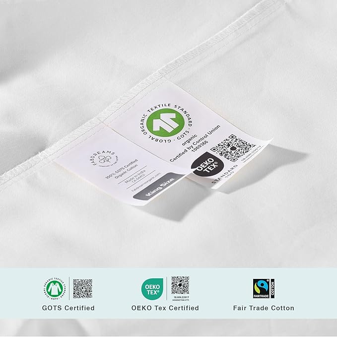 FABDREAMS Organic Quilted Mattress Protector | Mattress Pad| Queen Mattress Cover| Naturally Breathable | Noiseless| Fits up to 17" Deep Pocket| Temperature Regulating | Queen | White