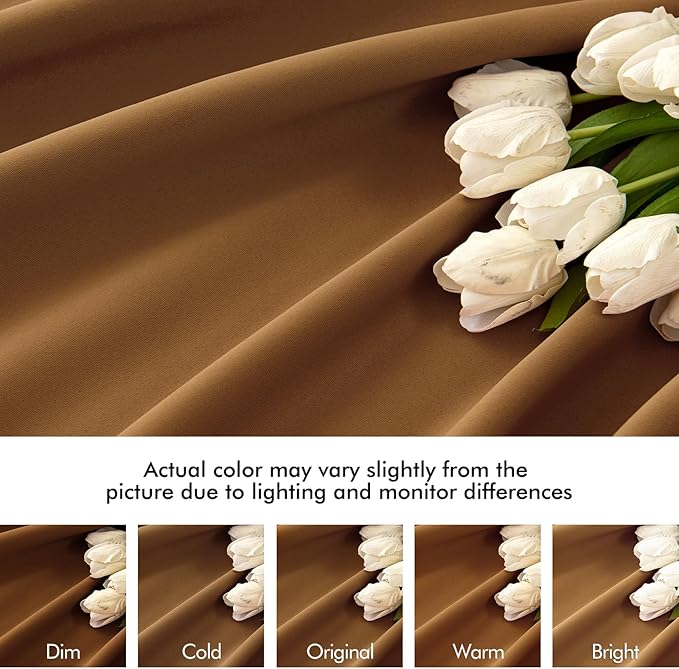 MIULEE Golden Brown Back Tab Blackout Curtains 90 Inches Long 2 Panels Set for Living Room Bedroom Privacy, Rod Pocket/Pinch Pleat Thermal Insulated Room Darkening Pleated Light Blocking Drapes