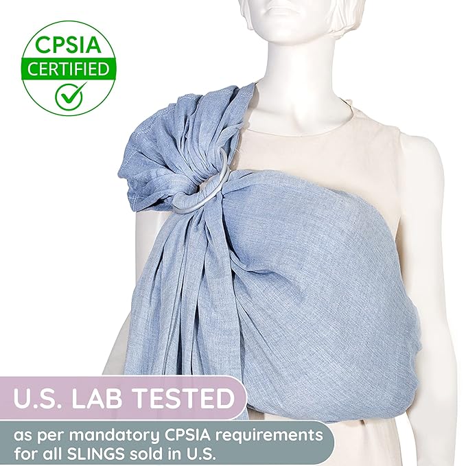 Baby Ring Sling Lightweight 100% Cotton Wrap Newborn, Toddler, Infant, Holder, Adjustable, Breathable, Travel Baby Carrier Sling Dark Blue