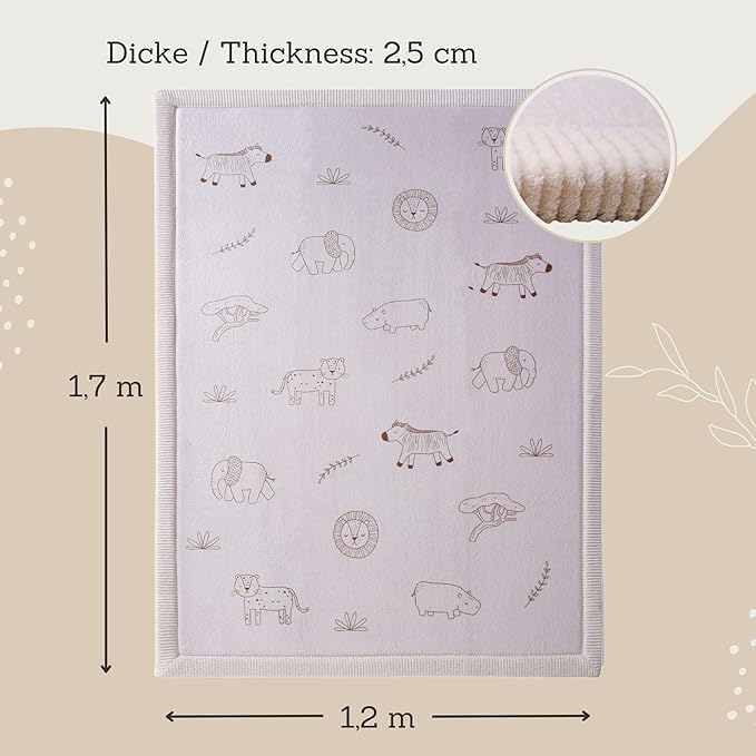 Stylish Coral Baby Play Mat for Floor 47" x 67" Safari Animals – Soft 1" Thick High-Density Memory Foam Nursery Rug,Kids Rug with Non-Slip Backing for Crawling & Playing, Playroom Rug, Kids Carpet