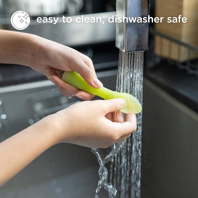 Olababy 100% Silicone Soft-Tip Training Spoon for Baby Led Weaning 2pack (Kiwi/Blueberry)