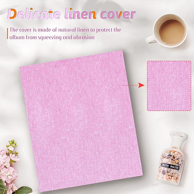 Popotop Photo Album 4x6 100 Pockets for Wedding Gifts,Linen Hardcover Picture Albums for Family Anniversary Baby Vacation Pictures