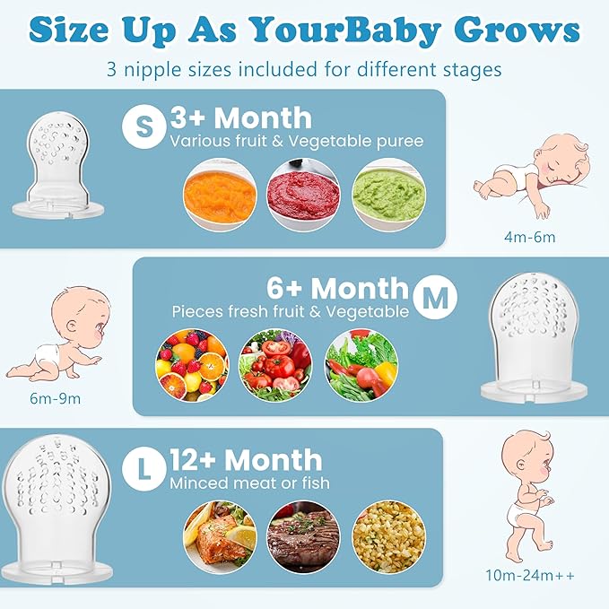 WAJIAYON Easter Bunny Baby Fruit Feeder/Food Feeder Pacifier - Infant Teething Feeders | Silicone Teether Feeder Babies | Easter Gifts for Boys and Girls | Food Pacifier for Babies-Rabbit