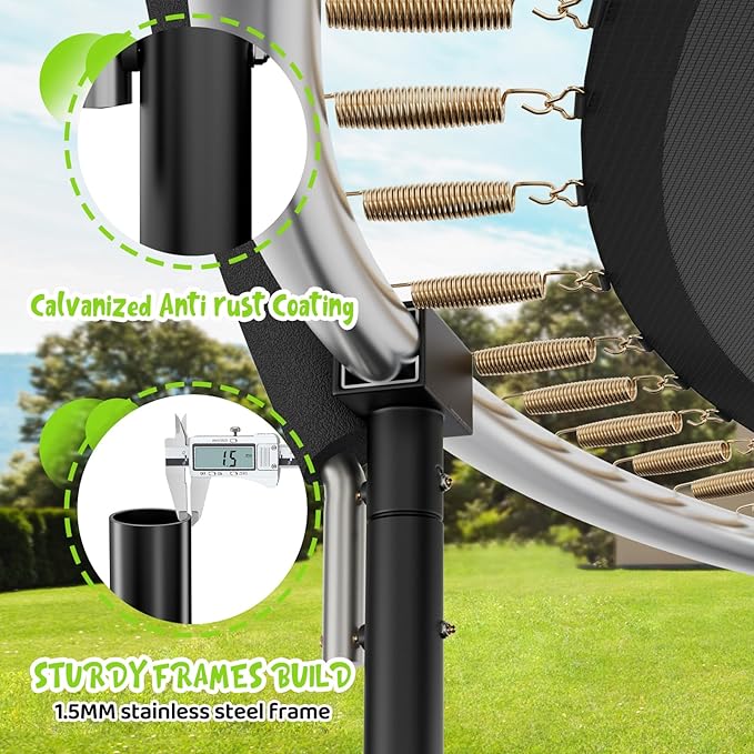 Gigu 10FT 12FT 14FT Recreational Trampolines with Enclosure Net and Ladder and Anti-Rust Coating, ASTM Approved Trampoline Outdoor for Kids and Adults Outdoor Yard Trampolines