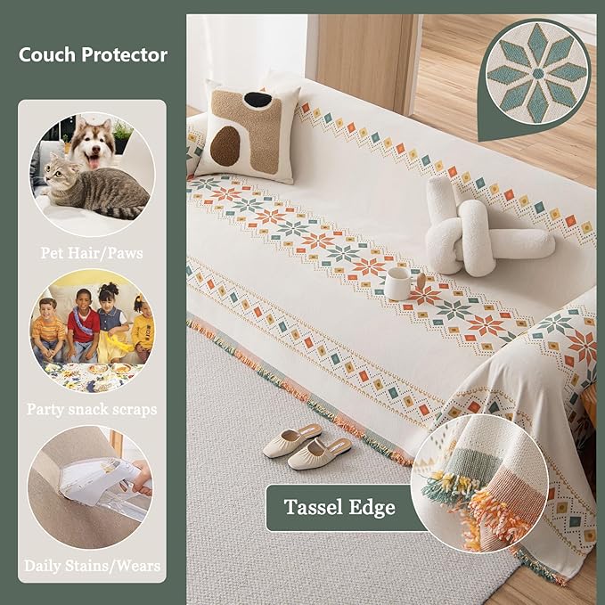 DREAMINGO Couch Cover Boho Washable Sofa Covers - Image 4