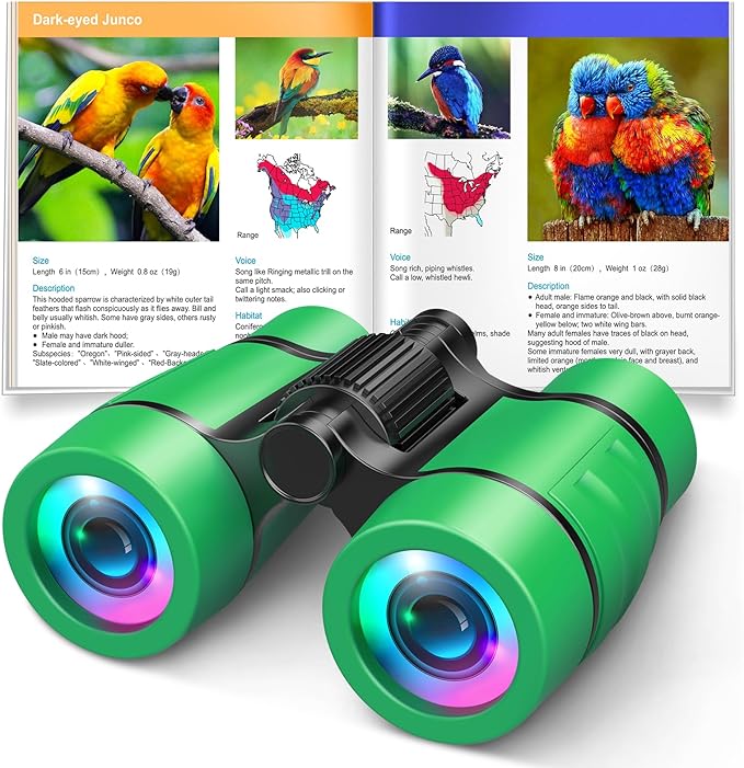 LET'S GO! Boy Toys Age 3-7 Kids Binoculars for Bird Watching|Hiking|Camping Toy for 3 4 5 6 7 Year Old Boy Girl Birthday Gifts Outdoor Travel Toys for Kid Boys Ages 3-6 Stocking Stuffers