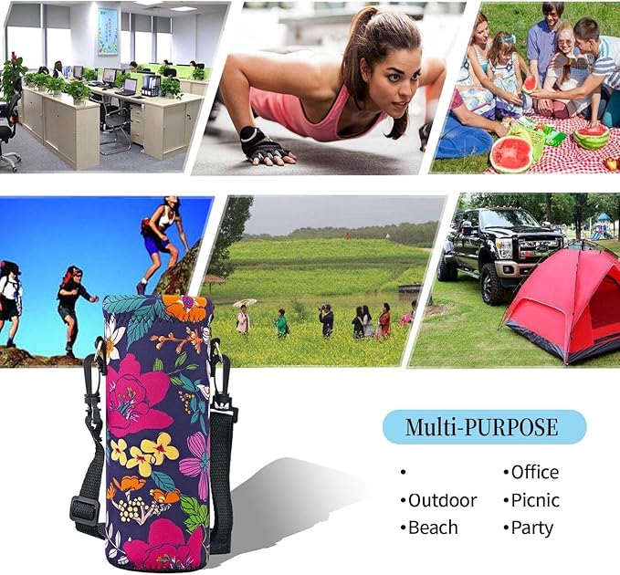 AUPET Water Bottle Bag Carrier,24oz/32oz Insulated Neoprene bottle Sling Holder Case Pouch Cover for 1000ML/750ML Bottles with Shoulder Strap for walking