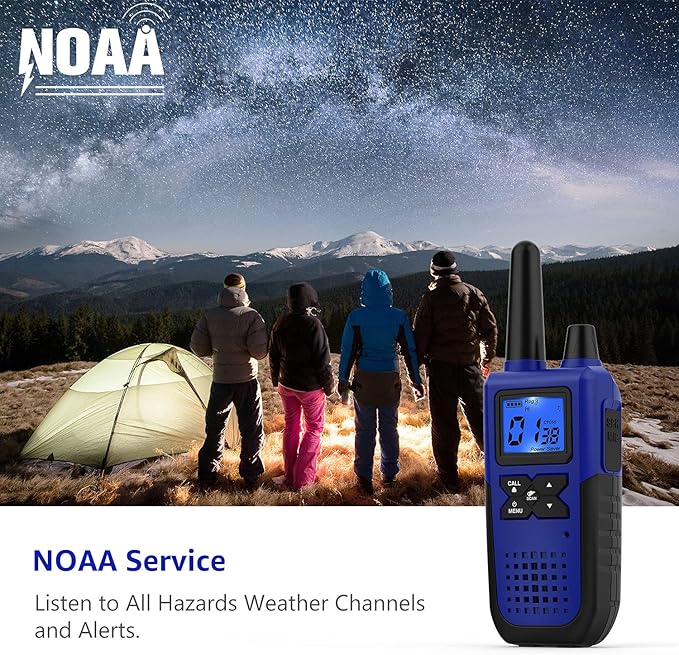 Walkie Talkies for Adults Long Range Rechargeable with Earpiece NOAA Weather Alert, Multi-purpose 2 Way Radio 6 Pack for Team Work Senior Care Kid Adventure Family Camping Hiking Skiing Cruise