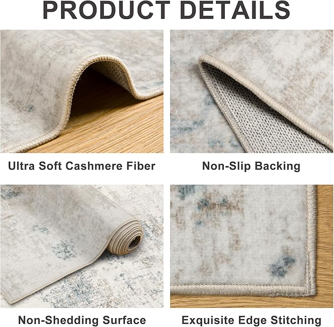 6x9 Area Rugs for Living Room - Washable Rug Modern Abstract Soft Large Neutral Non-Slip Carpet Indoor Floor Stain Resistant Thin Carpets for Bedroom Dining Room Farmhouse Nursery Home Office Multi