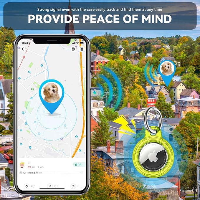 Upgrade Waterproof 2 Pack Airtags Holder with Apple Airtags Keychain, Hard PC Air Tag Case, Anti-Scratch & Shock Air tag Holder, Men's Women's Keyrings & Keychains-Clear Black+Clear Chartreuse