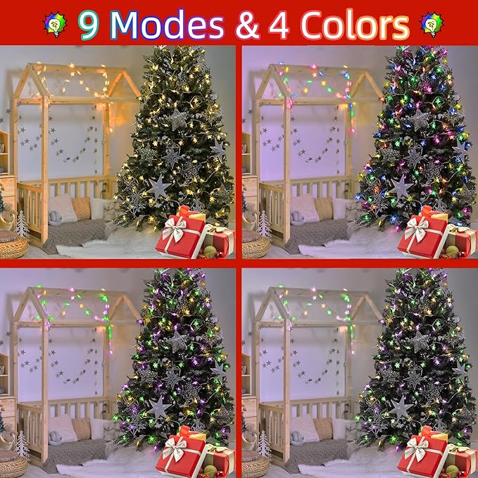 Star String Lights 120 LED 40FT, 8 Modes Plug in Star Fairy Lights with Timer & Memory, Indoor Outdoor Star Christmas Lights for Birthday Party Bedroom Wedding Home Classroom Decor Macaron Colors