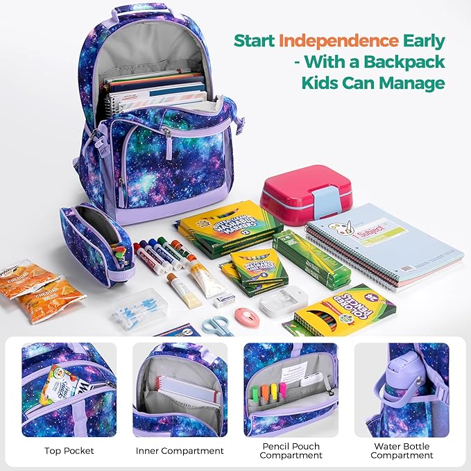 Choco Mocha Cheetah Backpack for Girls, Elementary School Backpack for Girls Ages 6-8 Kids Kindergarten Backpack Large Bookbag 18 Inch with Chest Strap, Purple