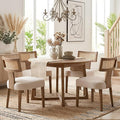 HNY Mid Century Modern Rattan Dining Chairs Set of 4, Farmhouse Linen by HNY