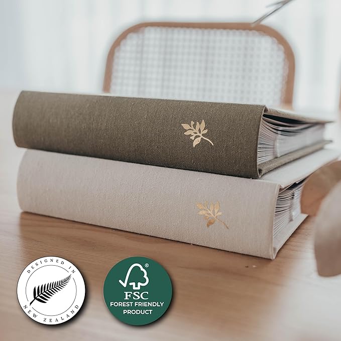 Elegant Linen Photo Album - 200 Acid-Free Pockets for 4x6 Pics - Perfect for Weddings & Gifts