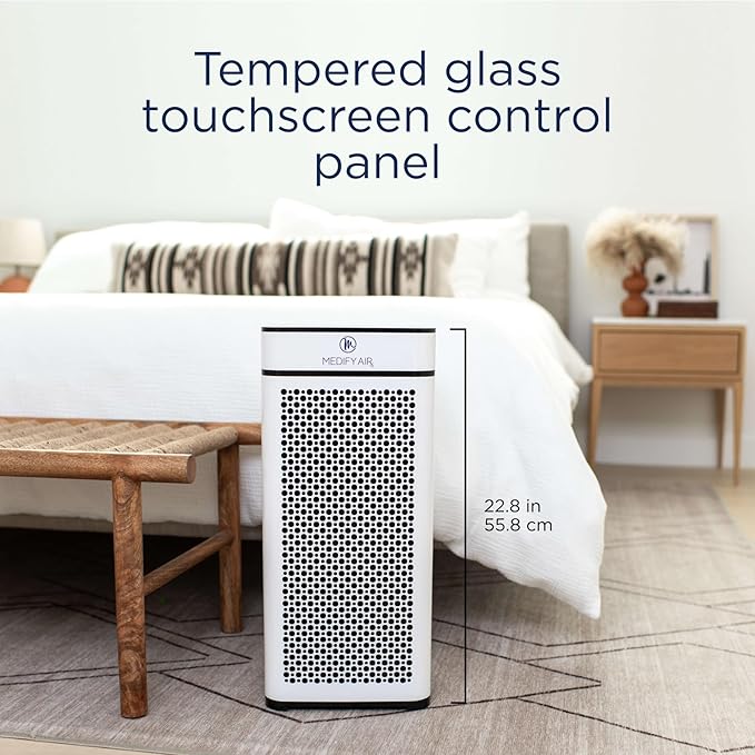 Medify MA-40 Air Purifier with True HEPA H13 Filter | 1,793 ft² Coverage in 1hr for Smoke, Wildfires, Odors, Pollen, Pets | Removal to 0.1 Microns | White, 1-Pack