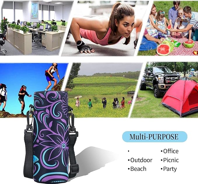 AUPET Water Bottle Bag Carrier,24oz/32oz Insulated Neoprene bottle Sling Holder Case Pouch Cover for 1000ML/750ML Bottles with Shoulder Strap for walking