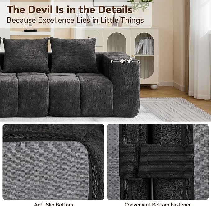 160" Boneless Couch, Oversized Cloud L Shaped Couch, Modular Sectional Sofa - Image 3