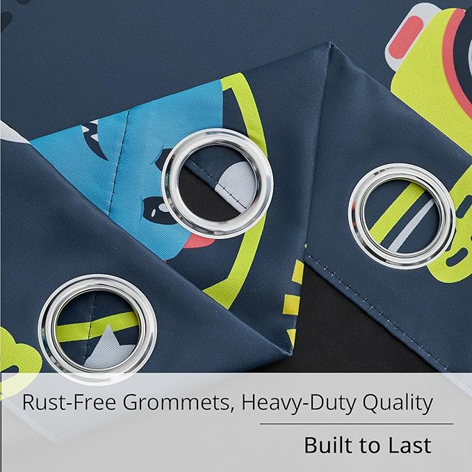 Kids Dinosaur Blackout Curtains - 2 Panels, Each W52*L63 with 100% Blackout, Thermal Insulated, and Noise Reducing, Perfect for Kids Room, Bedroom, Nursery