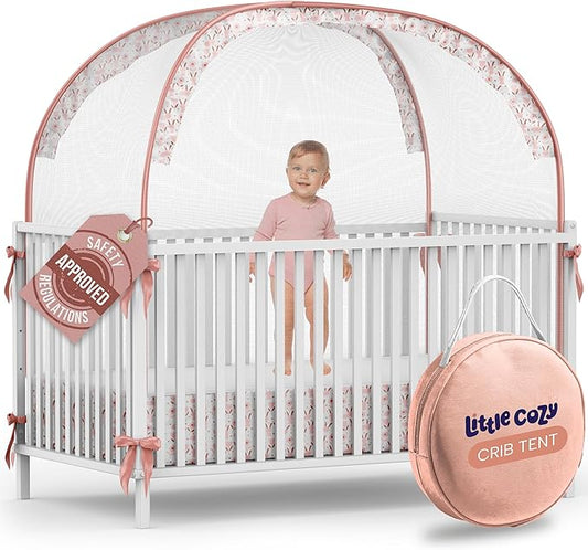 Crib Tent to Keep Baby from Climbing Out – Pop Up Crib Net Canopy with Strong Breathable Mesh, Double Auto-Lock Zippers & Durable Frame – Easy Install Baby Safety Cover for Standard Cribs