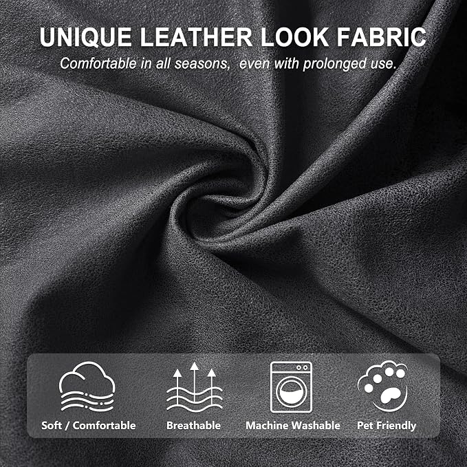 ANARACHON Leather Look Recliner Couch Cover, 8-Pieces Stretch Recliner Sofa - Image 4