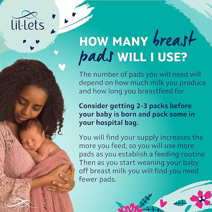 Lil-Lets Nursing Pads – 120 Individually Wrapped, Ultra-Thin, Absorbent & Fragrance-Free – Comfort & Protection for Nursing Moms Postpartum –Maximum Adhesion for Leak & Chafing Nipple Protection