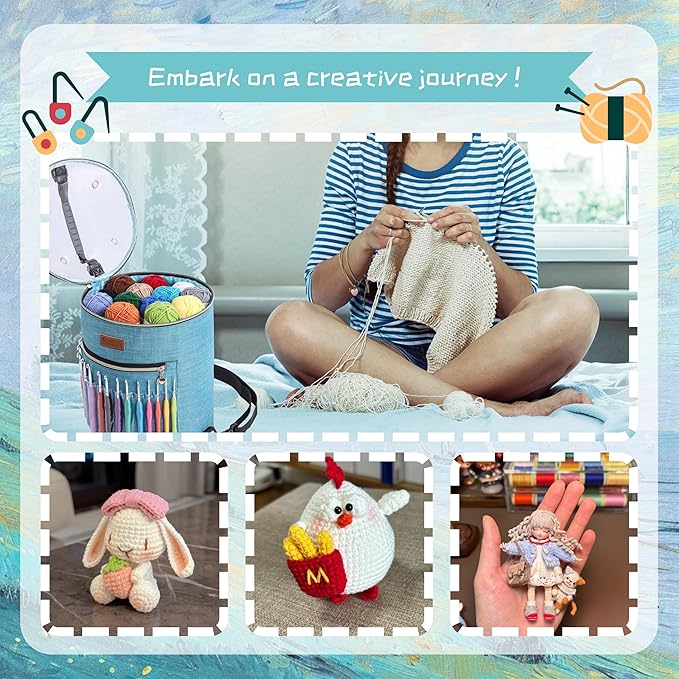 Yarniss Crochet Kits for Beginners,1120 Yards Yarn Kits 16 Colors,Crochet Set with 14 Size Ergonomic Crochet Hooks 2.0mm~14mm,Crochet Bag Organizer