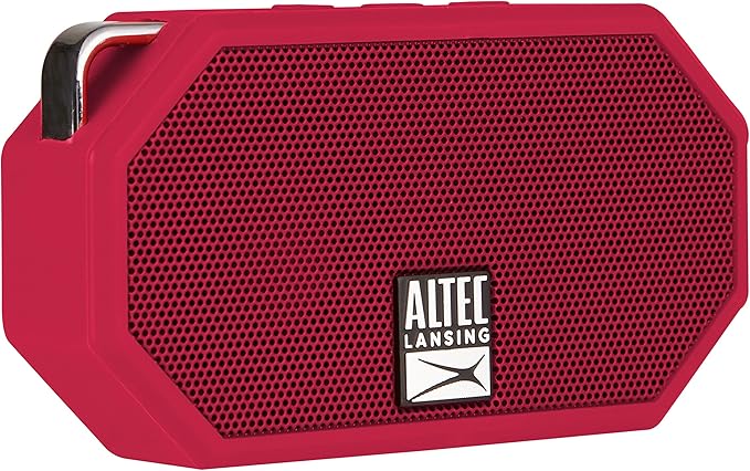Altec Lansing Mini H2O - Waterproof Bluetooth Speaker, IP67 Certified & Floats in Water, Compact & Portable Speaker for Hiking, Camping, Pool, and Beach, Red