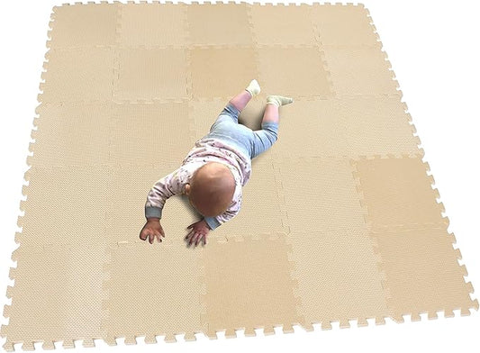 MQIAOHAM® 25 Pieces Puzzle Play Mats, Soft Baby Play Mat, Kids Interlocking Foam Floor Tiles, Toddlers Carpet Playmats G301025-110
