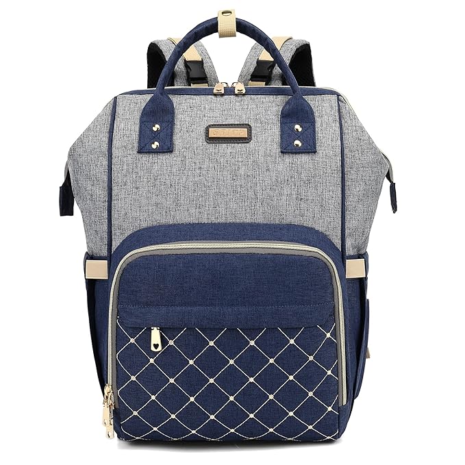 Diaper Bag Backpack, Diaper Bags for Baby Girls Boys, Baby Bags for Moms Dads, Nappy Changing Bag with Insulated Pockets,Multi-functional Waterproof Backpack with Stroller straps- Light Grey Blue