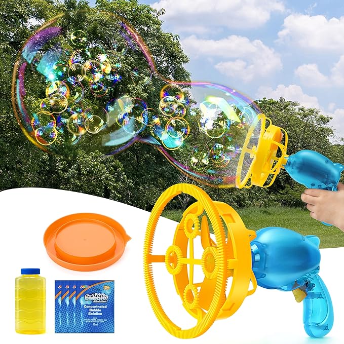 Sloosh Whale Bubble Gun with Refill Solution, Bubble Gun Machine Blower Toy for Kids, Adults, Summer, Party Favors, Easter Basket Stuffers, Birthday Gift