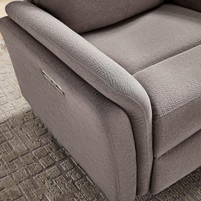 Power Recliner Chair Swivel Glider, Electric Rocking Recliner Chairs with USB and Type-C Ports, Nursery Chair Recliner for Living Room, Bedroom, Apartment（Light Brown）