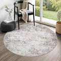 Round Area Rug for Living Room: 4 ft Washable Modern Abstract Soft Thin Rug by FXRHLP