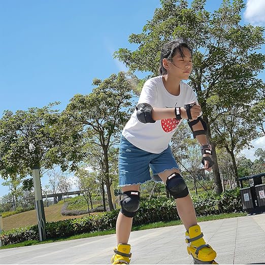 Youth/Kids Knee Pads Elbow Pads Wrist Guards Protective Gear Set for 3-15 Years Child Roller Skates, Skateboard, Cycling, Inline Skating, BMX Bike, Balance Bike, Scooter Riding and Other Outdoor Sports