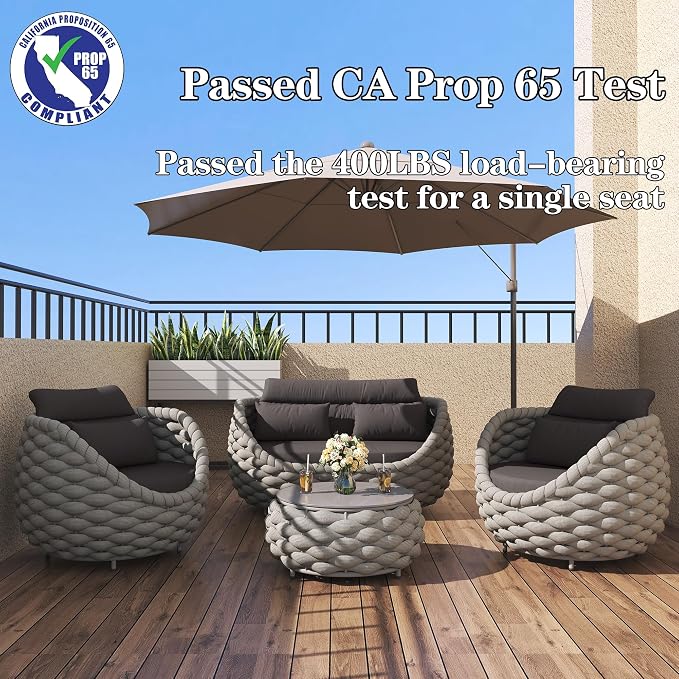 TWT Outdoor Patio Furniture Set 6 Pieces Aluminum Sectional Sofa, Metal Patio - Image 3