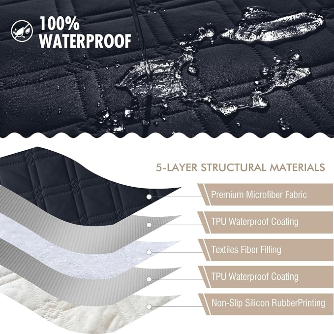 Genina Waterproof Couch Cover, Washable Anti-Slip 78inch Sofa Covers - Image 5