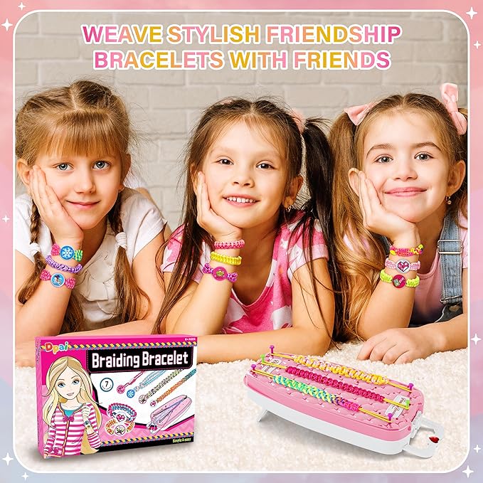 Dpai Friendship Bracelet Making Kit for Girls,DIY Arts and Crafts Toys,Jewelry String Maker Kit,The Best Birthday Gifts Ideas for Girls 6 7 8 9 10 11 12+ Years Old（Pink）