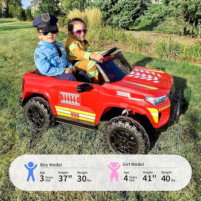 24V 10Ah Electric Police Car Ride on Toy for Big Kids, 4WD 2 Seater Kids Ride on Car SUV w/Remote Control, 4x200W Motors - Red