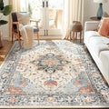 RELEANY Area Rugs 5'x7' Washable Non-Slip, Floral Vintage Distress Print by RELEANY