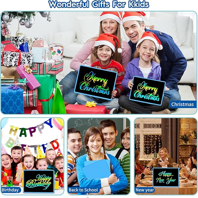 LCD Writing Tablet - 15 Inch Large Doodle Board, Rechargeable Drawing Pad for Kids & Teens, Learning Toys for 3-10+ Year Old Boys & Girls, Birthday & Christmas Gifts, Blue Travel Toys