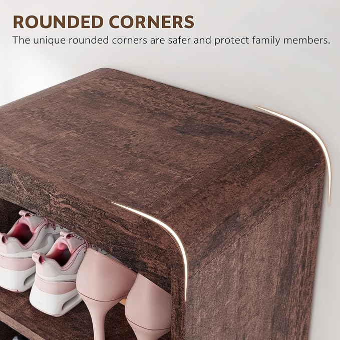 Shoe Cabinet with Bench, U-Shaped Shoe Storage Bench, Tall Shoes Cabinet with - Image 7