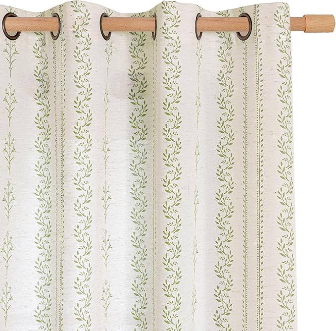 BGment Sage Green Curtains Spring Leaf Floral Print Cottage Core Botanical by BGment
