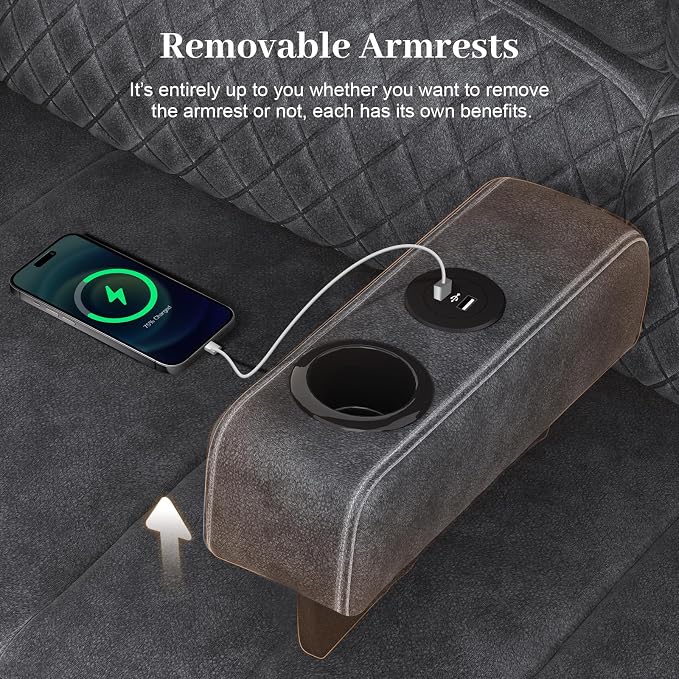 Yolsali 3-Seater Recliner Sofa, Manual Reclining Couch - Image 6