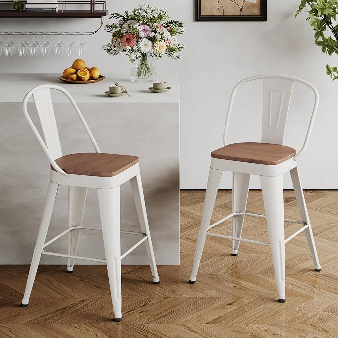 Andeworld Metal Bar Stools Set of 2, 26 inch Counter Height Barstools by Andeworld