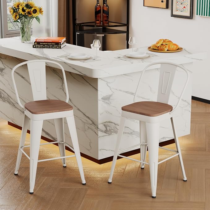 Andeworld Metal Bar Stools Set of 2, 26 inch Counter Height Barstools - Image 7