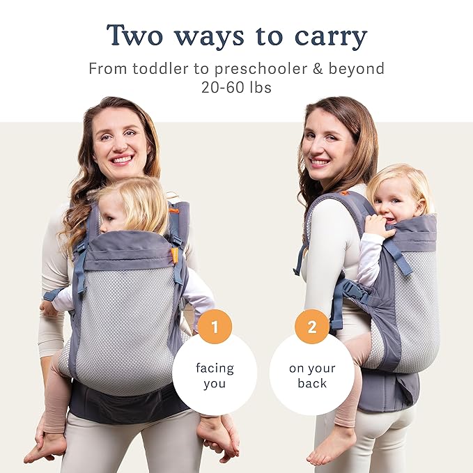 Beco Toddler Carrier - Breathable 3D Mesh Front-Carry & Backpack Style Carrier with Tall Supportive Back and Ergonomic Extra-Wide Seat for Children from 18months (20-60 lbs) - Cool Dark Grey